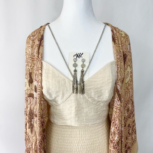 Silver Dangle Rhinestone Earrings - Picture 4 of 7